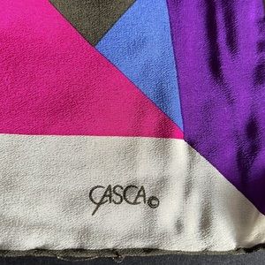 Casca Vintage Color Block Square Silk Scarf